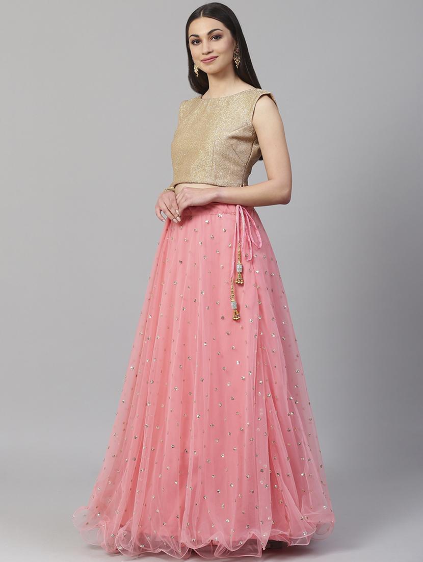 pink net aline lehenga - 17795628 - Zoom Image - 2