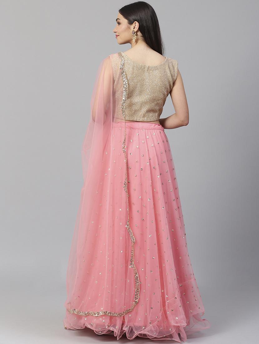pink net aline lehenga - 17795628 - Zoom Image - 3