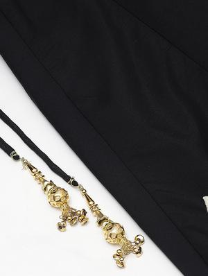 black poly georgette aline lehenga - 17795630 - Standard Image - 4