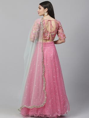 pink net aline lehenga - 17795656 - Standard Image - 3
