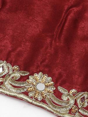maroon poly silk aline lehenga - 17795661 - Standard Image - 5