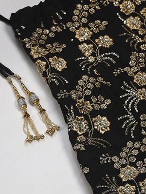 black art silk aline lehenga - 17795696 - Standard Image - 4