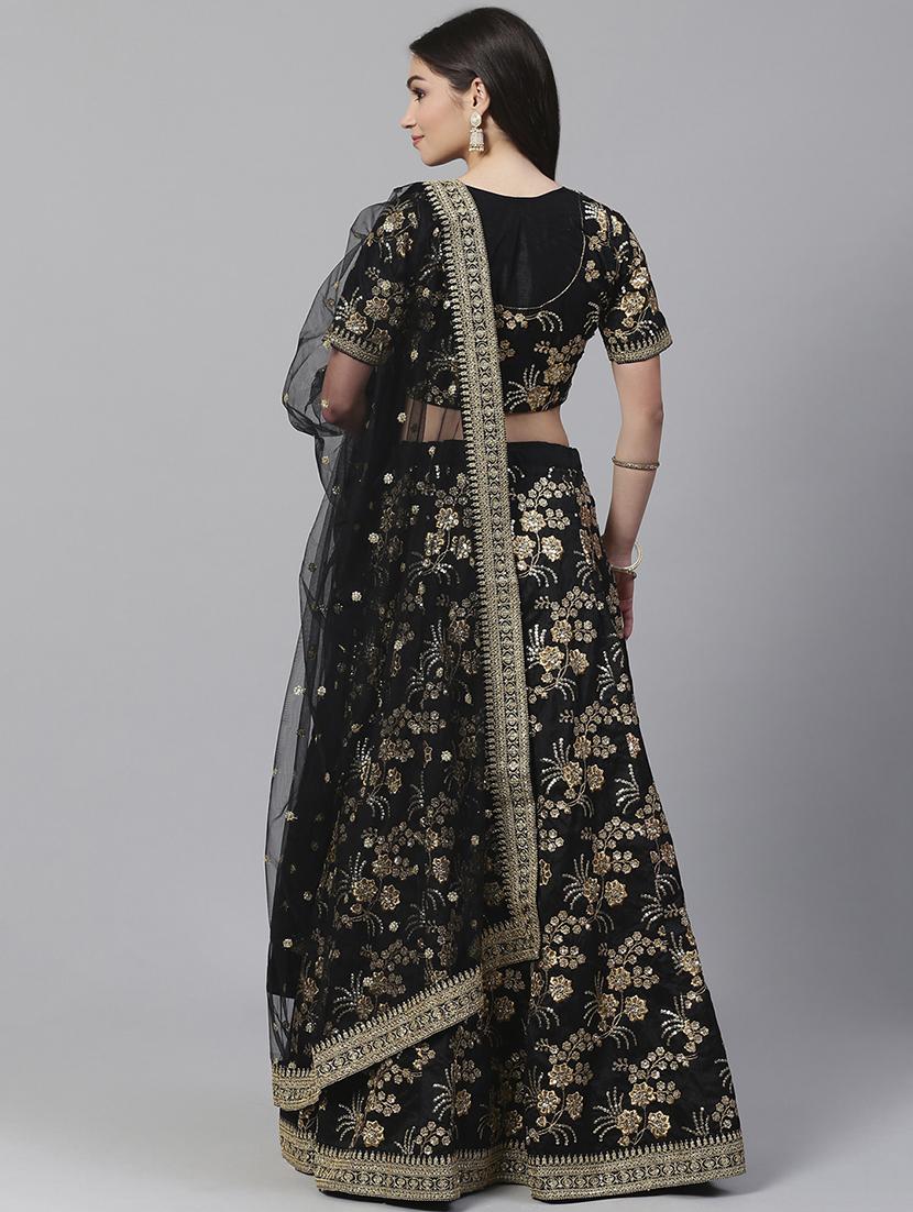 black art silk aline lehenga - 17795696 - Zoom Image - 3