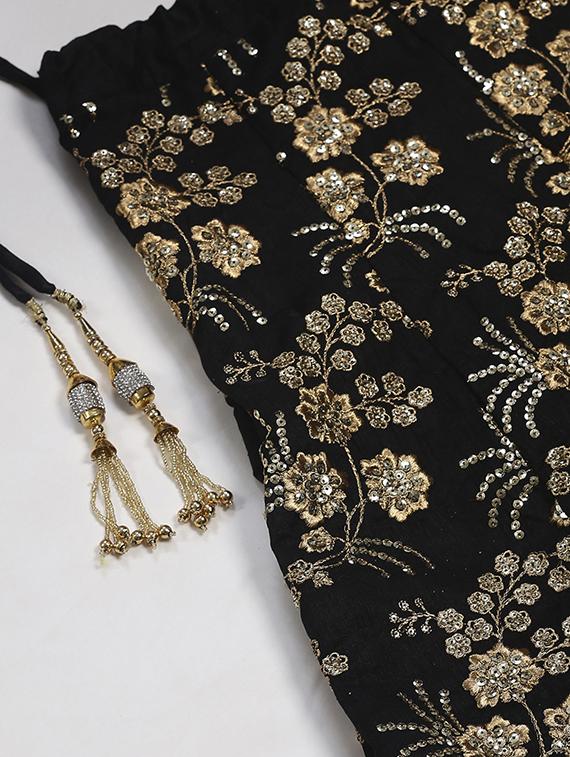 black art silk aline lehenga - 17795696 - Zoom Image - 4