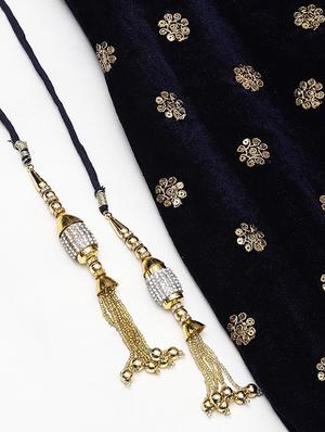 blue velvet aline lehenga - 17795701 - Standard Image - 4