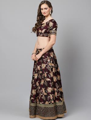 purple art silk aline lehenga - 17795704 - Standard Image - 2