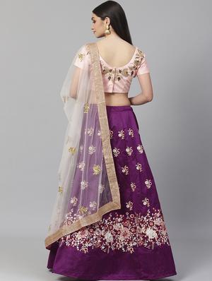 purple art silk aline lehenga - 17795711 - Standard Image - 3