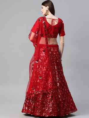 red net aline lehenga - 17795720 - Standard Image - 3