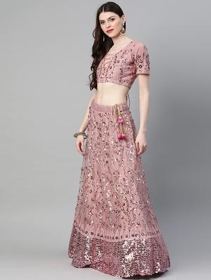 purple net aline lehenga - 17795721 - Standard Image - 2