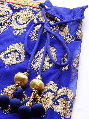 blue net aline lehenga - 17795730 - Standard Image - 4