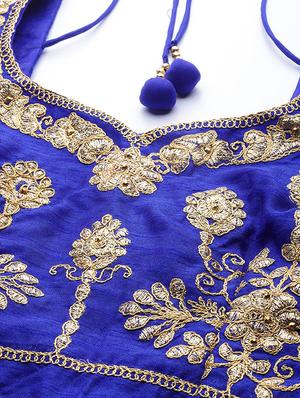 blue net aline lehenga - 17795730 - Standard Image - 5