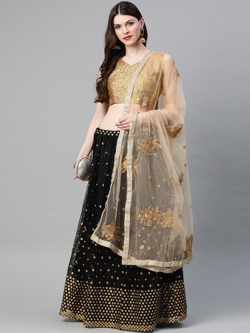 black net aline lehenga - 17795739 - Standard Image - 1