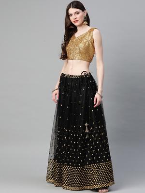 black net aline lehenga - 17795739 - Standard Image - 2