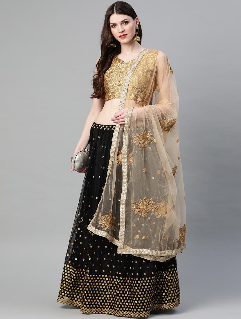 black net aline lehenga - 17795739 - Zoom Image - 1