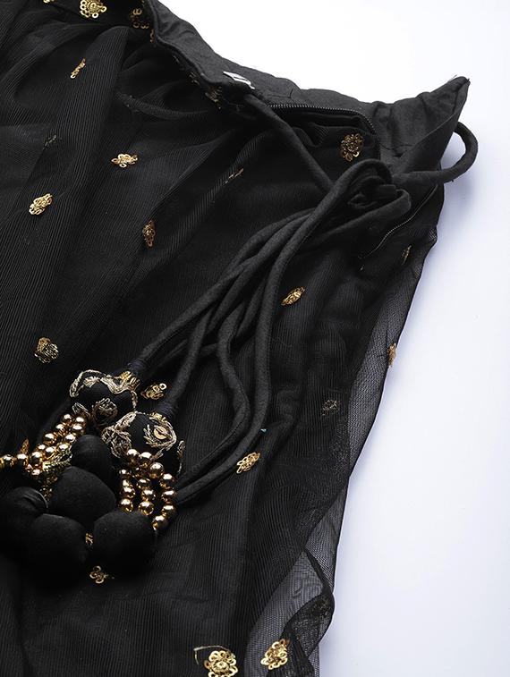 black net aline lehenga - 17795739 - Zoom Image - 5