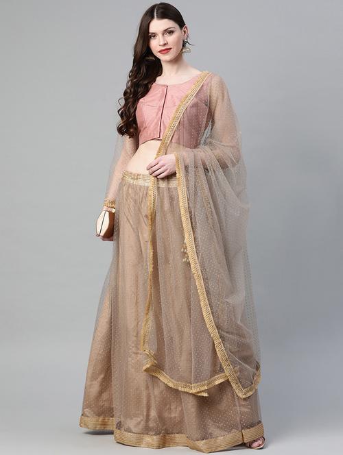 brown net aline lehenga - 17795743 - Standard Image - 1