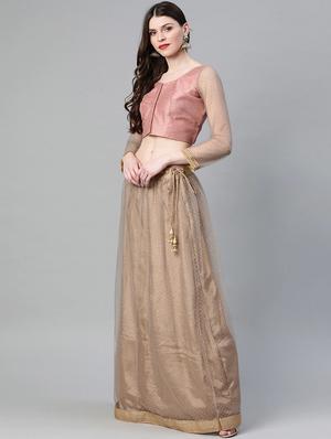 brown net aline lehenga - 17795743 - Standard Image - 2