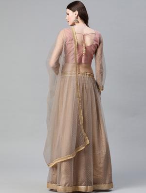 brown net aline lehenga - 17795743 - Standard Image - 3