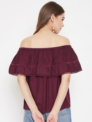 off shoulder solid top - 17795889 - Standard Image - 3