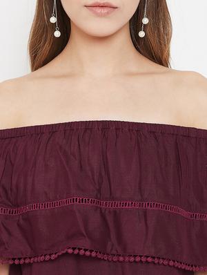 off shoulder solid top - 17795889 - Standard Image - 5