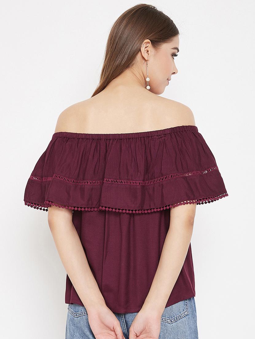 off shoulder solid top - 17795889 - Zoom Image - 3
