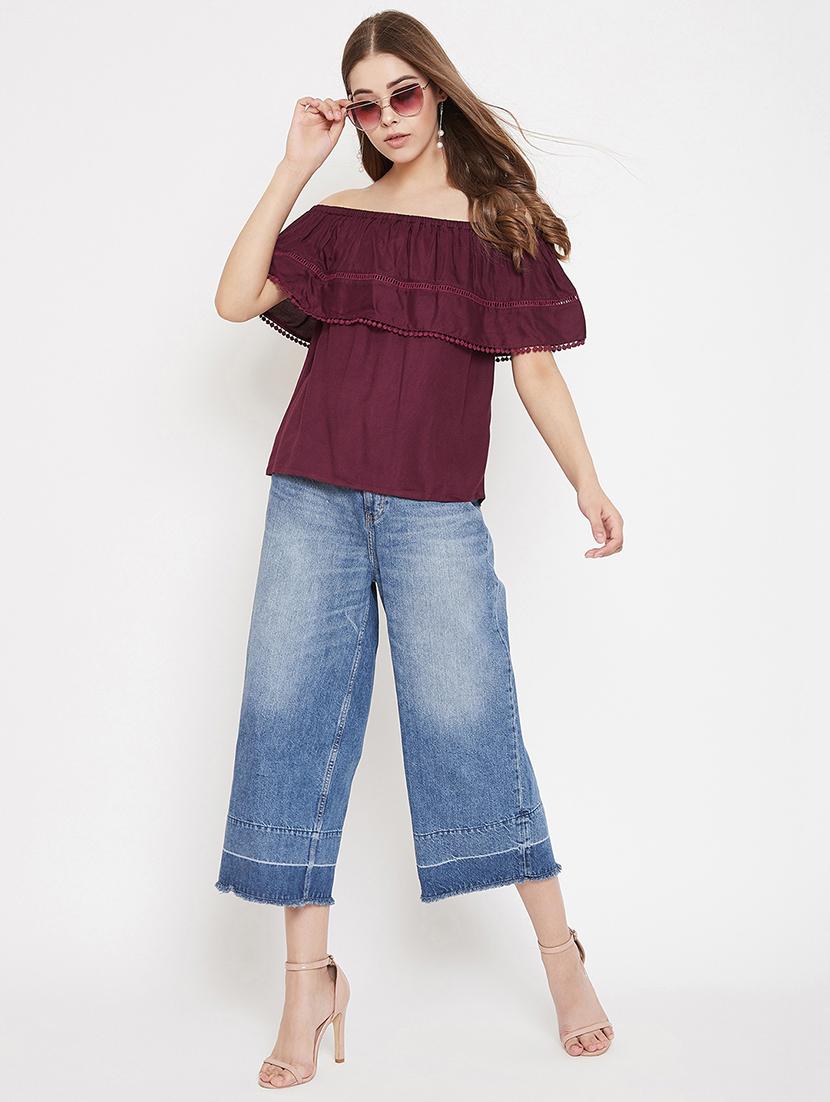 off shoulder solid top - 17795889 - Zoom Image - 4