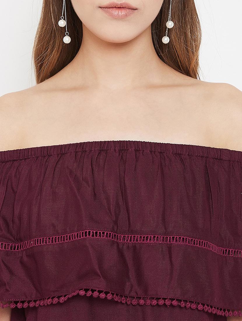 off shoulder solid top - 17795889 - Zoom Image - 5