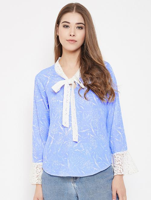 tie up neck printed top - 17795897 - Standard Image - 1