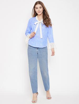 tie up neck printed top - 17795897 - Standard Image - 4