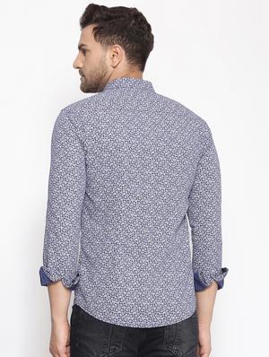 blue printed casual shirt - 17795990 - Standard Image - 3