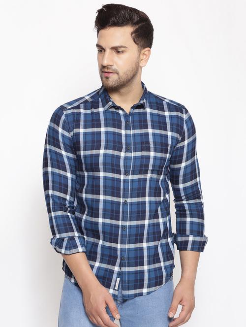 blue checkered casual shirt - 17796003 - Standard Image - 1
