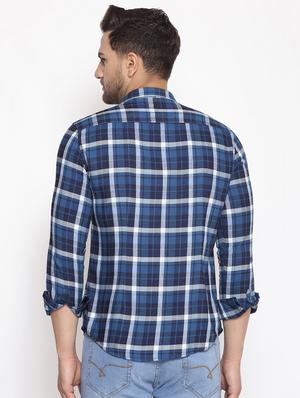blue checkered casual shirt - 17796003 - Standard Image - 3
