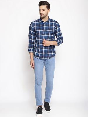 blue checkered casual shirt - 17796003 - Standard Image - 4