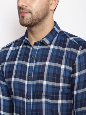 blue checkered casual shirt - 17796003 - Standard Image - 5