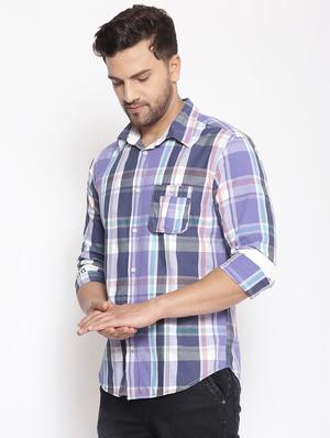 blue checkered casual shirt - 17796012 - Standard Image - 2