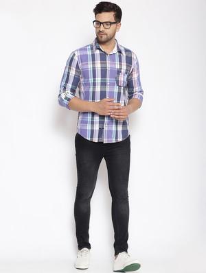 blue checkered casual shirt - 17796012 - Standard Image - 4