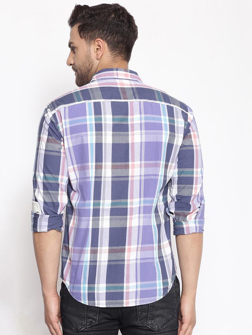 blue checkered casual shirt - 17796012 - Zoom Image - 3