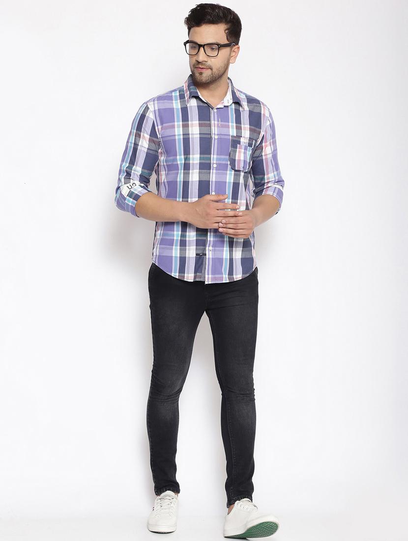 blue checkered casual shirt - 17796012 - Zoom Image - 4