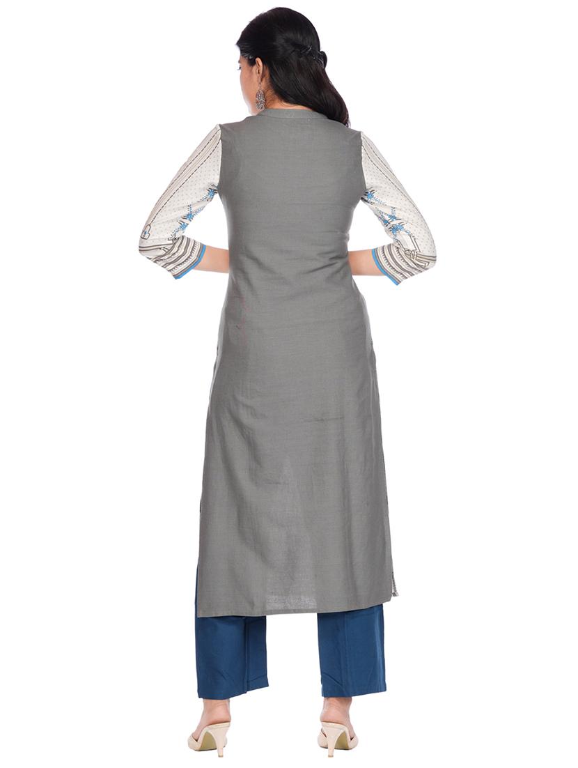printed straight kurta - 17796188 - Zoom Image - 3