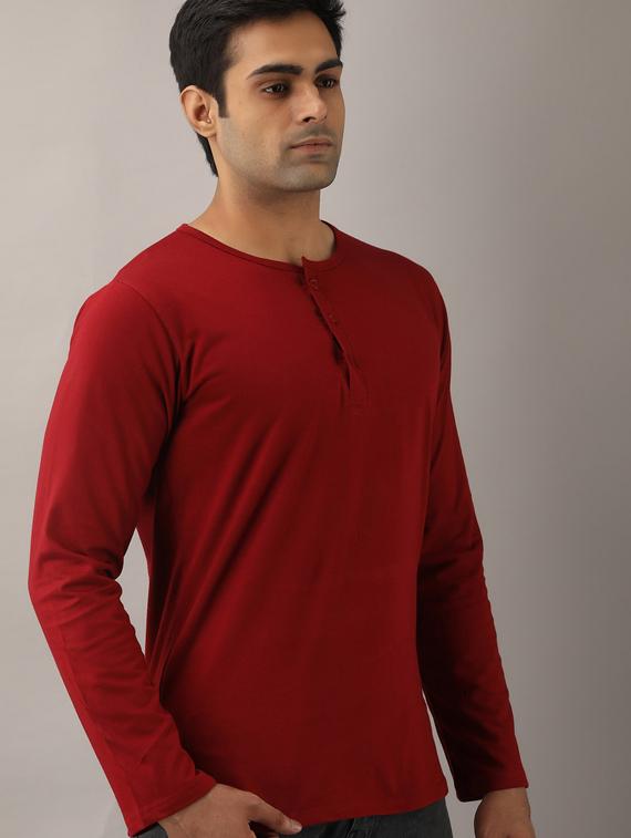maroon solid t-shirt - 17796199 - Zoom Image - 2