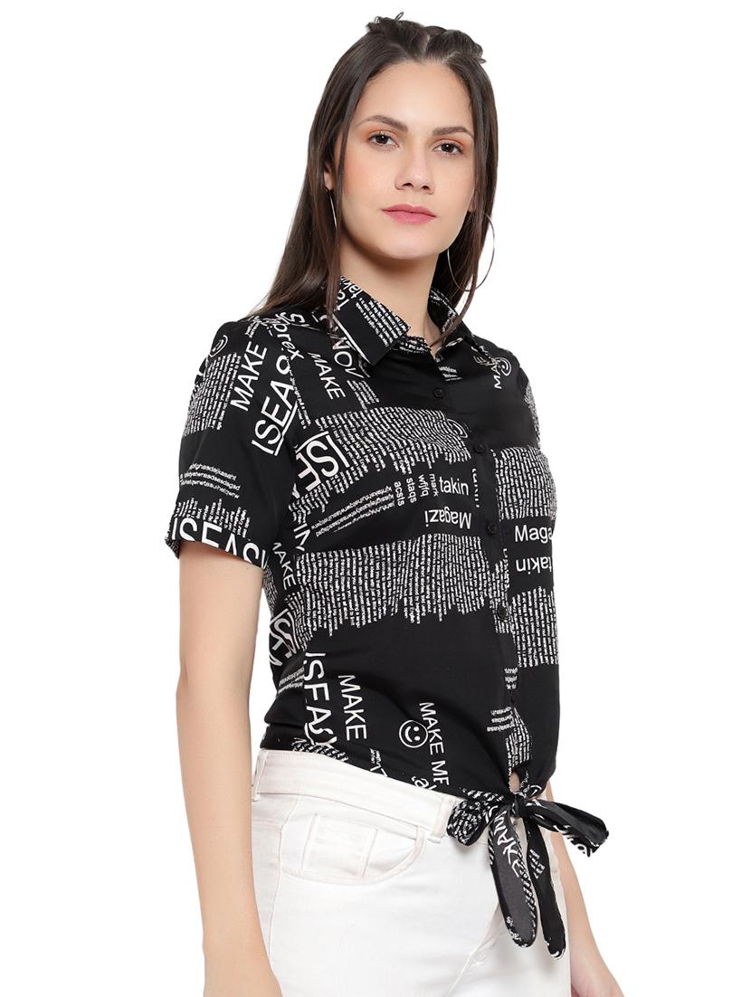 tie front printed shirt - 17796670 - Zoom Image - 2