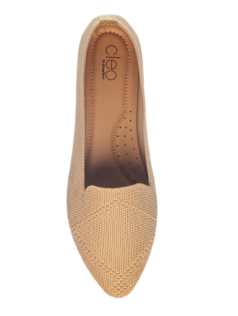 beige fabric slip on loafers - 17796774 - Zoom Image - 4