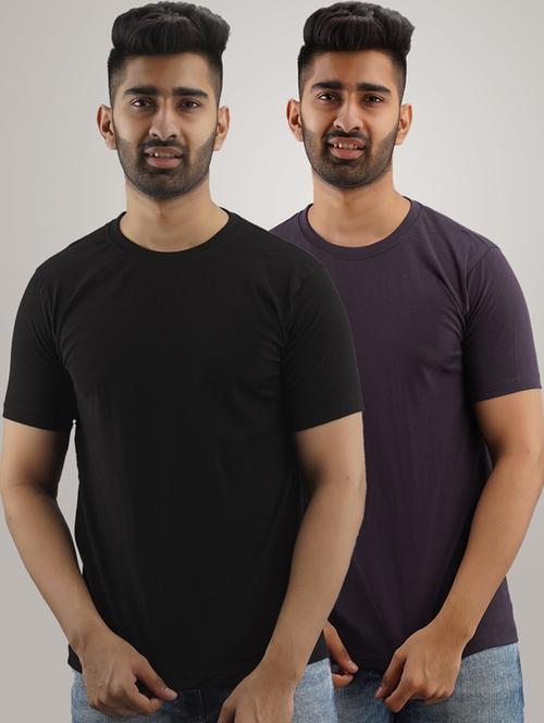set of 2 multi colored solid t-shirts - 17797004 - Standard Image - 1