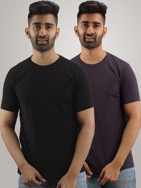 set of 2 multi colored solid t-shirts - 17797004 - Zoom Image - 1