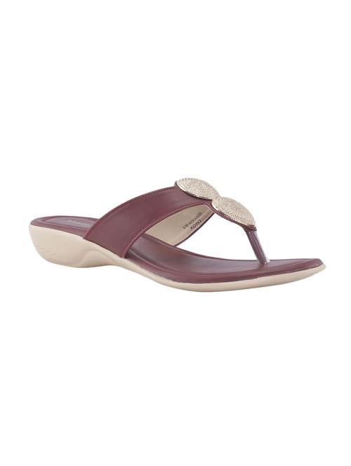 maroon leather slip on sandals - 17797313 - Standard Image - 1
