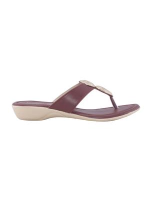 maroon leather slip on sandals - 17797313 - Standard Image - 2