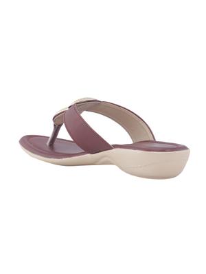 maroon leather slip on sandals - 17797313 - Standard Image - 3