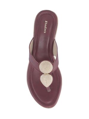 maroon leather slip on sandals - 17797313 - Standard Image - 4