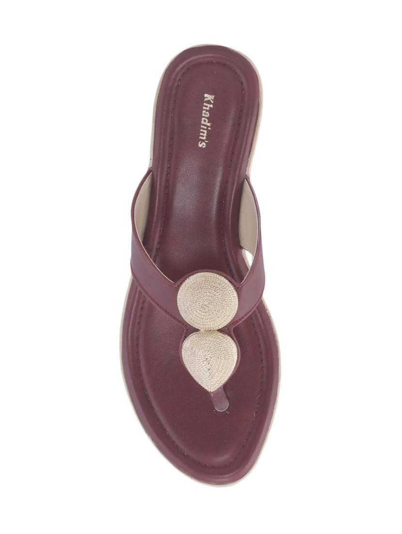 maroon leather slip on sandals - 17797313 - Zoom Image - 4