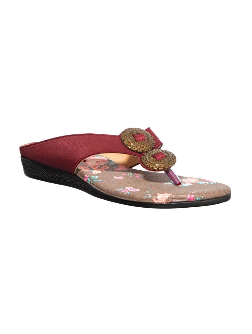 maroon fabric slip on sandals - 17797317 - Zoom Image - 1